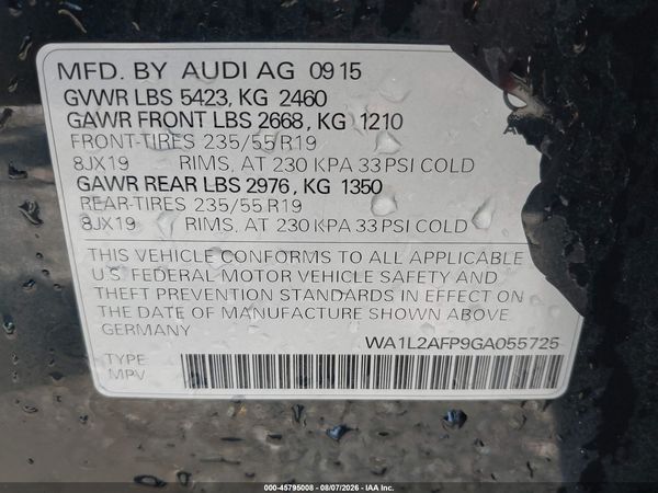 2016 AUDI Q5 2.0T PREMIUM