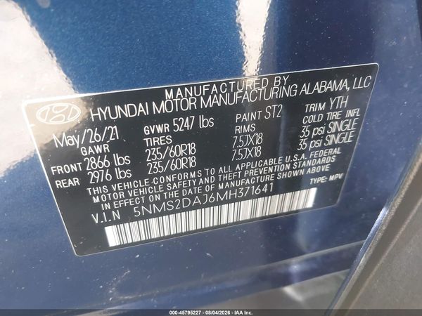 2021 HYUNDAI SANTA FE SEL