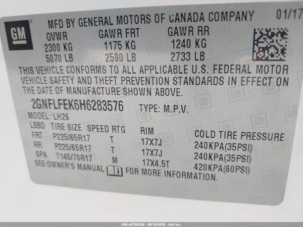 2017 CHEVROLET EQUINOX LT — I9