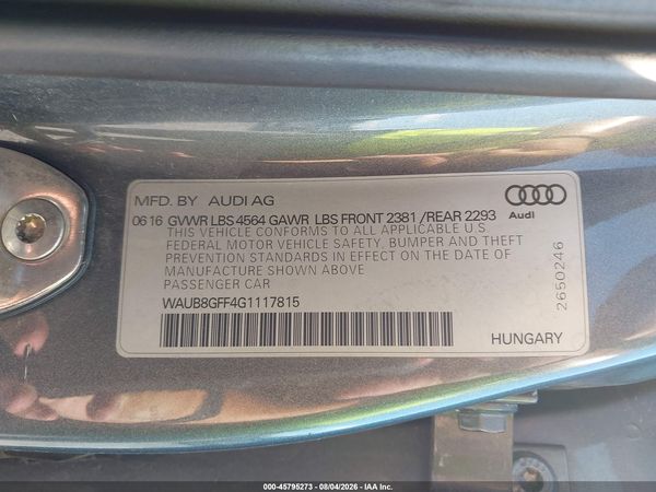 2016 AUDI A3 2.0T PREMIUM