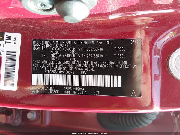 2021 TOYOTA HIGHLANDER XLE