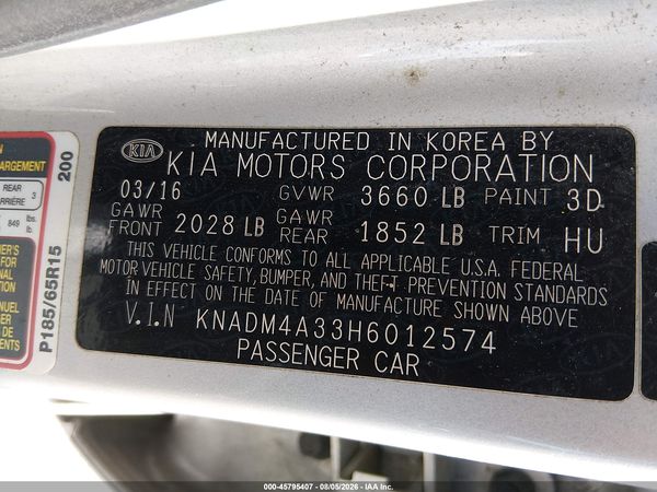 2017 KIA RIO LX