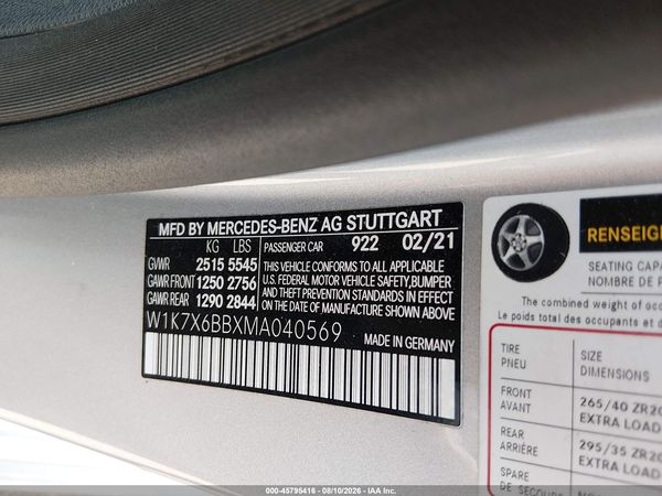 2021 MERCEDES-BENZ AMG GT 53 4-DOOR COUPE AMG GT53