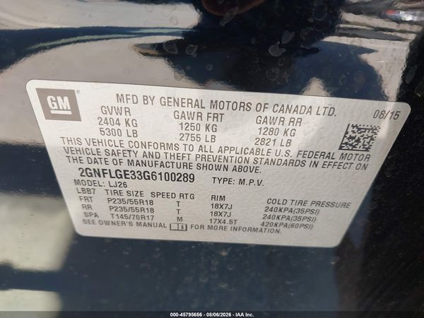 2016 CHEVROLET EQUINOX LTZ — I9