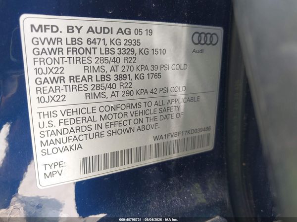 2019 AUDI Q8 55 PREMIUM