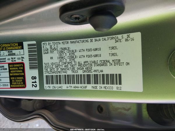 2016 TOYOTA TACOMA LIMITED