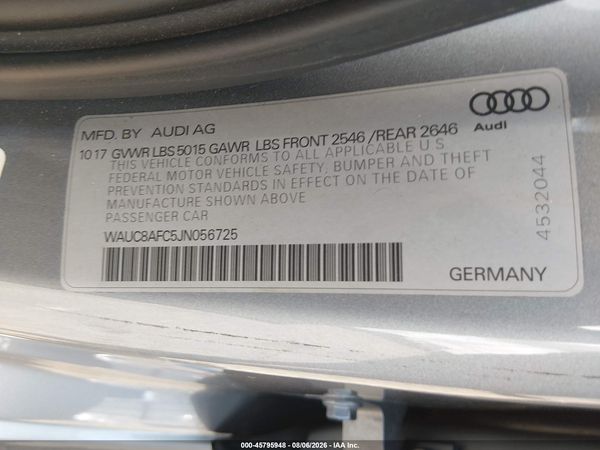 2018 AUDI A6 2.0T PREMIUM/2.0T SPORT