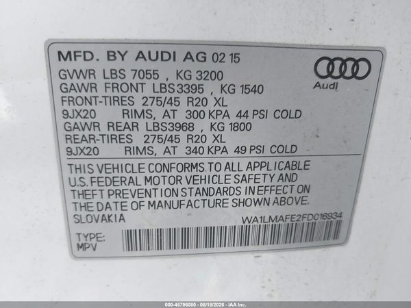 2015 AUDI Q7 3.0 TDI PREMIUM