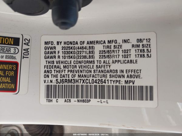 2012 HONDA CR-V EX-L