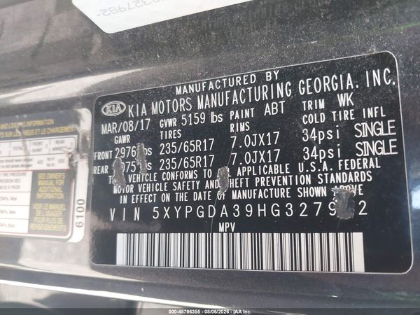 2017 KIA SORENTO 2.4L LX