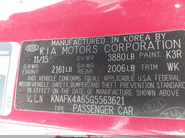2016 KIA FORTE LX