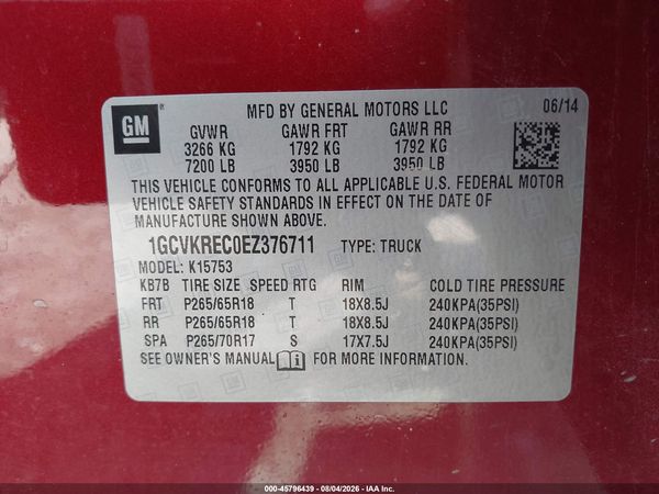 2014 CHEVROLET SILVERADO 1500 LT — I9