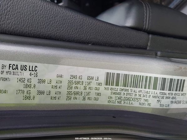 2016 DODGE DURANGO LIMITED