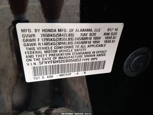 2016 HONDA PILOT EX-L