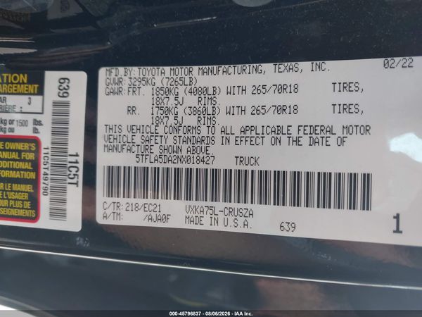 2022 TOYOTA TUNDRA SR5