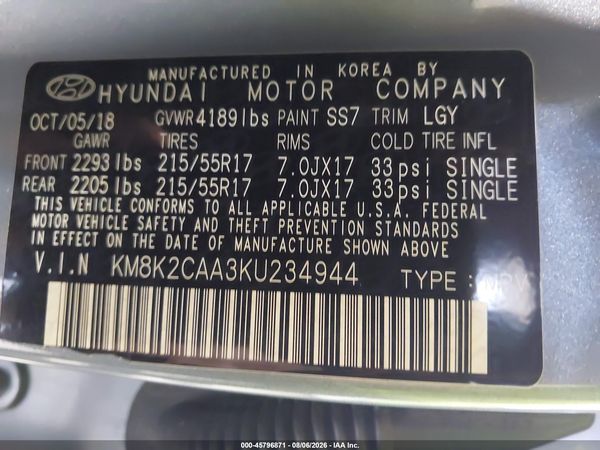 2019 HYUNDAI KONA SEL