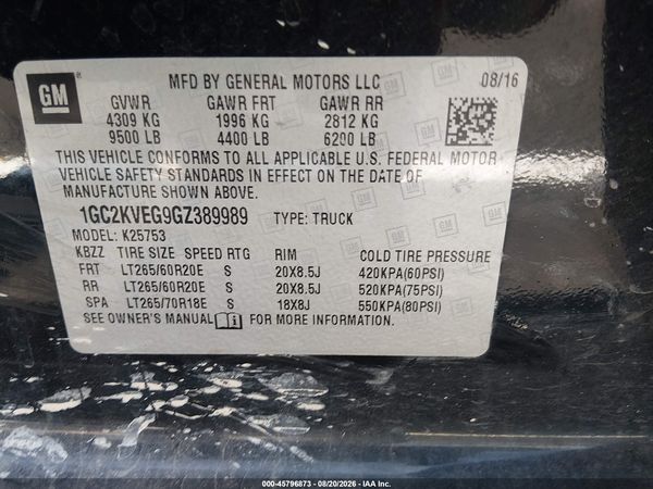 2016 CHEVROLET SILVERADO 2500HD LT — I9