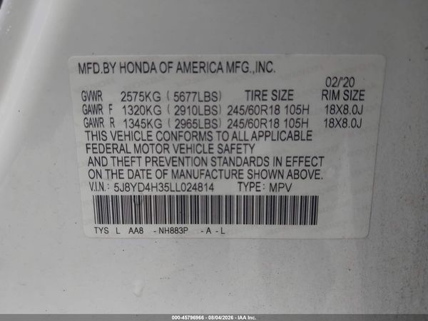 2020 ACURA MDX STANDARD