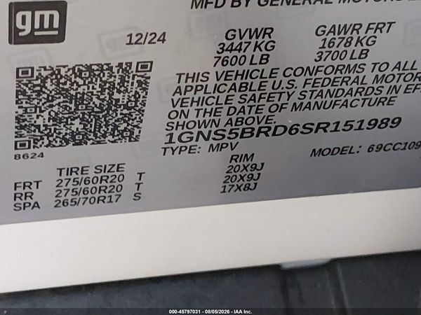 2025 CHEVROLET SUBURBAN 2WD LS — I9