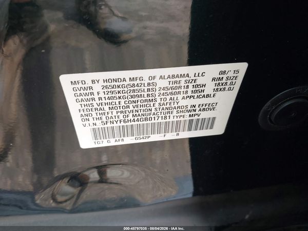 2016 HONDA PILOT EX