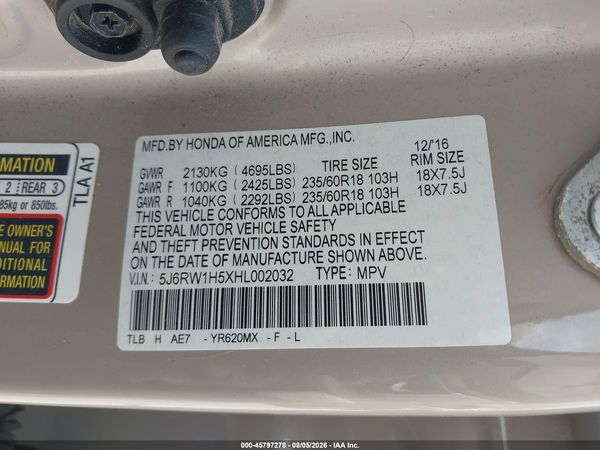 2017 HONDA CR-V EX