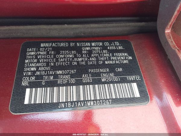 2021 NISSAN ROGUE SPORT S FWD XTRONIC CVT — I9