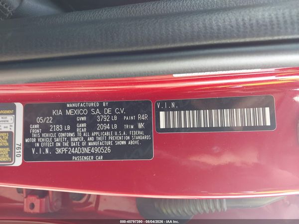 2022 KIA FORTE LXS