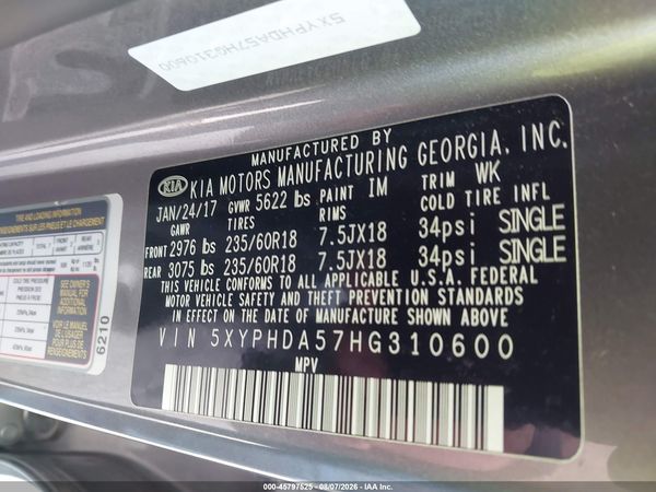 2017 KIA SORENTO 3.3L EX