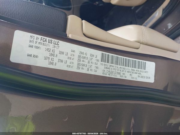 2018 JEEP GRAND CHEROKEE LIMITED 4X2