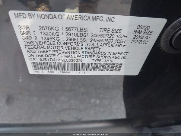 2020 ACURA MDX TECHNOLOGY PACKAGE