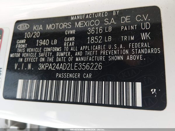 2020 KIA RIO S