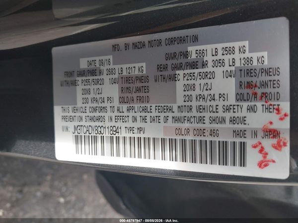 2016 MAZDA CX-9 GRAND TOURING