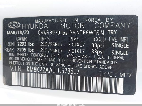 2020 HYUNDAI KONA SEL
