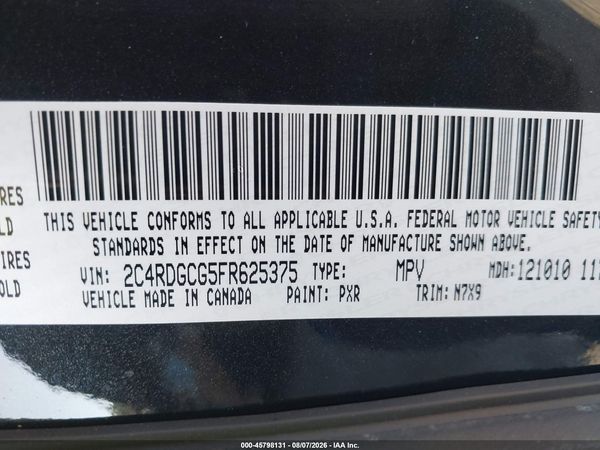 2015 DODGE GRAND CARAVAN SXT — I9
