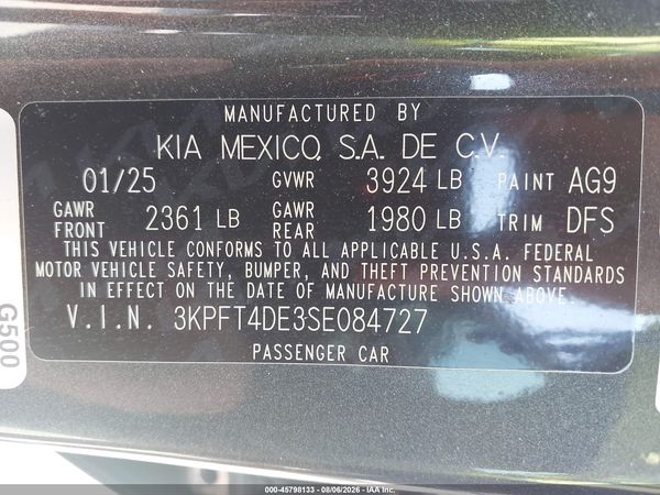 2025 KIA K4 LXS