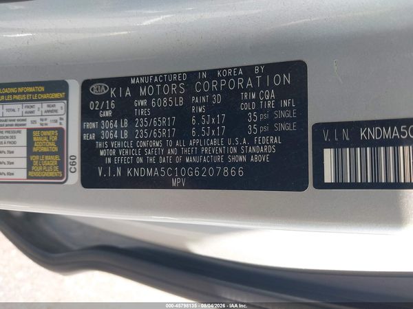 2016 KIA SEDONA L