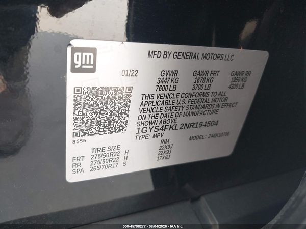 2022 CADILLAC ESCALADE 4WD SPORT