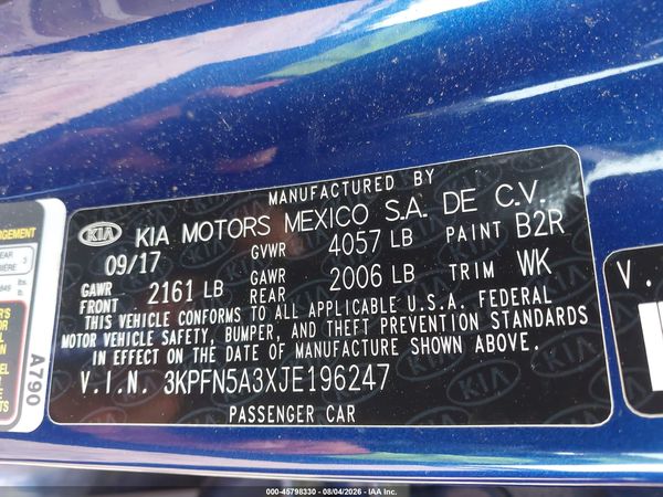 2018 KIA FORTE SX
