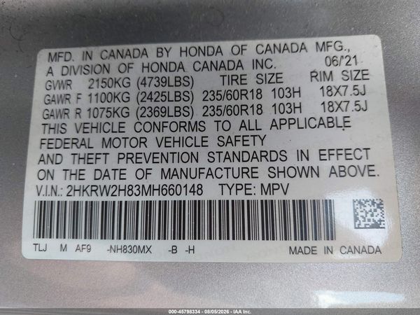 2021 HONDA CR-V AWD EX-L