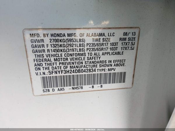 2013 HONDA PILOT LX