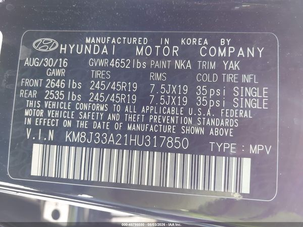 2017 HYUNDAI TUCSON LIMITED