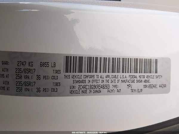 2019 CHRYSLER PACIFICA TOURING L