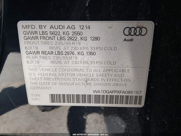 2015 AUDI Q5 3.0T PREMIUM PLUS