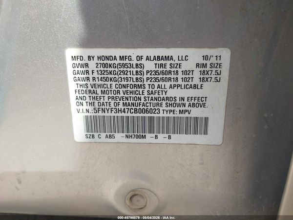 2012 HONDA PILOT EX