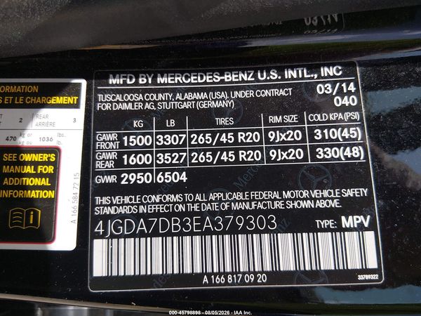 2014 MERCEDES-BENZ ML 550 4MATIC