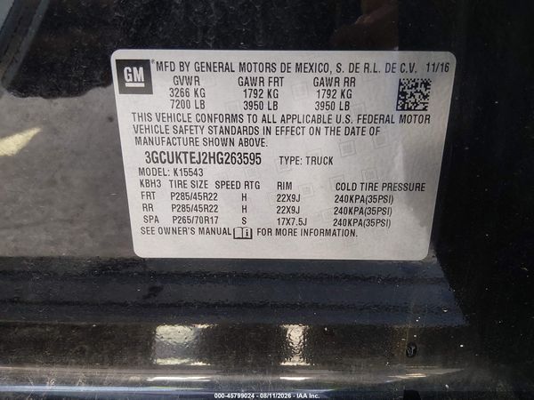2017 CHEVROLET SILVERADO 1500 HIGH COUNTRY — I9