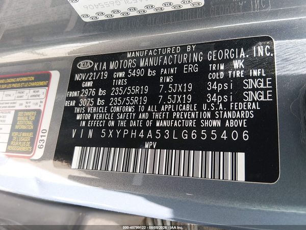 2020 KIA SORENTO 3.3L EX
