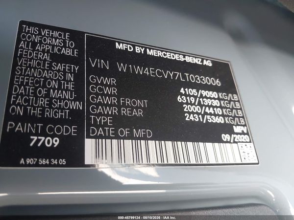 2020 MERCEDES-BENZ SPRINTER 2500 HIGH ROOF V6