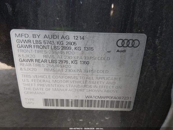 2015 AUDI Q5 3.0 TDI PREMIUM PLUS