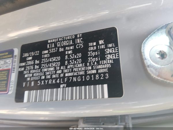 2022 KIA SORENTO SX PRESTIGE